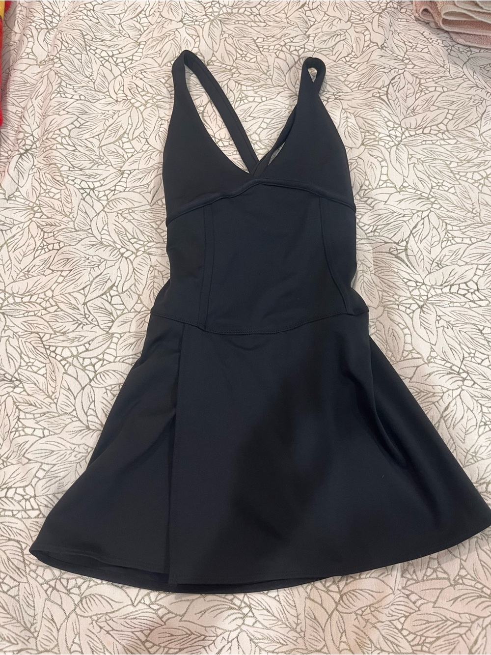 Free People Black V-Neck Fit-and-Flare Dress - Picture 3 of 11